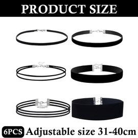 Ceeyoll 6 Piece Necklace Set, Black Velvet Chain for Women, Necklaces for Women, Jewellery Chains, Necklaces, Velvet Chains, Black Velvet Chains for Women and Girls