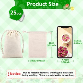 ihaspoko Pack of 25 Cotton Bags - 15 x 10 cm Cotton Small Bags with Drawstring