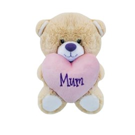 16cm Mum Teddy Bear Holding A Heart With Mum Written On It - Heart Teddy For Mum - Mothers Day - Birthday Gift For Mum - I Love You Teddy Bear (Pink)