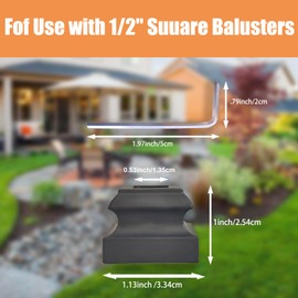 12 Pcs Iron Baluster Shoes, Stair Flat Shoes with Screw, for 1/2" Square Staircase balusters (Matte Black)