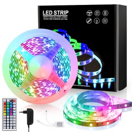 Jopassy LED Strip 1 m, RGB SMD5050 LED Strip with 44 Buttons Remote Control, Colour Changing LED Strip for Home Lighting