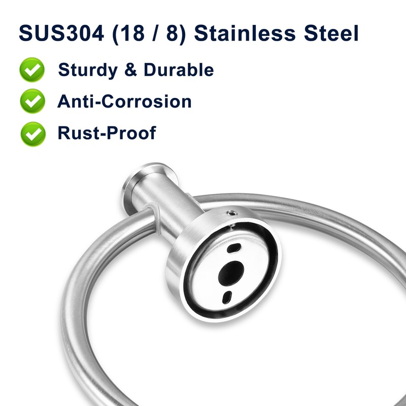 Round Towel Ring Brushed Nickel, SUS304 Stainless Steel Hand Towel