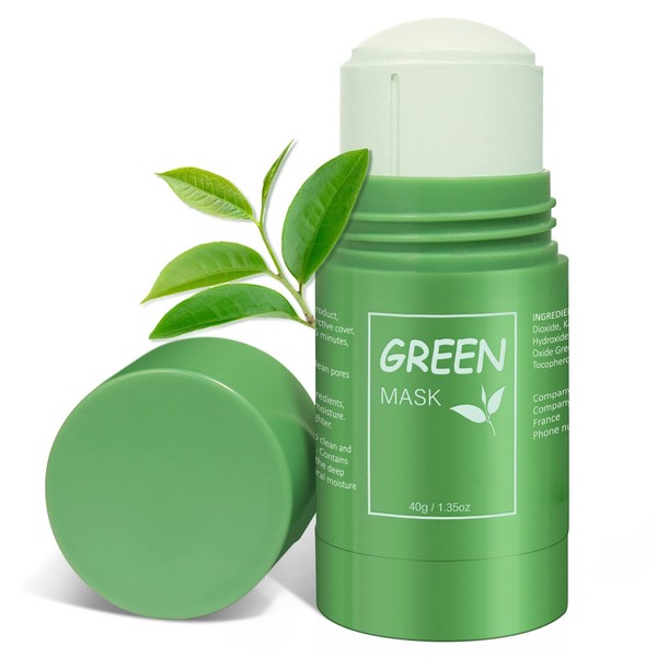 Green Mask Stick, Green Tea Mask Stick, Green Tea Mask, Deep Cleansing Smearing Mask, Moisturising Nourishing Skin, for Blackhead Remover and Skin Care, Anti-Acne Mask, Face Mask (1)