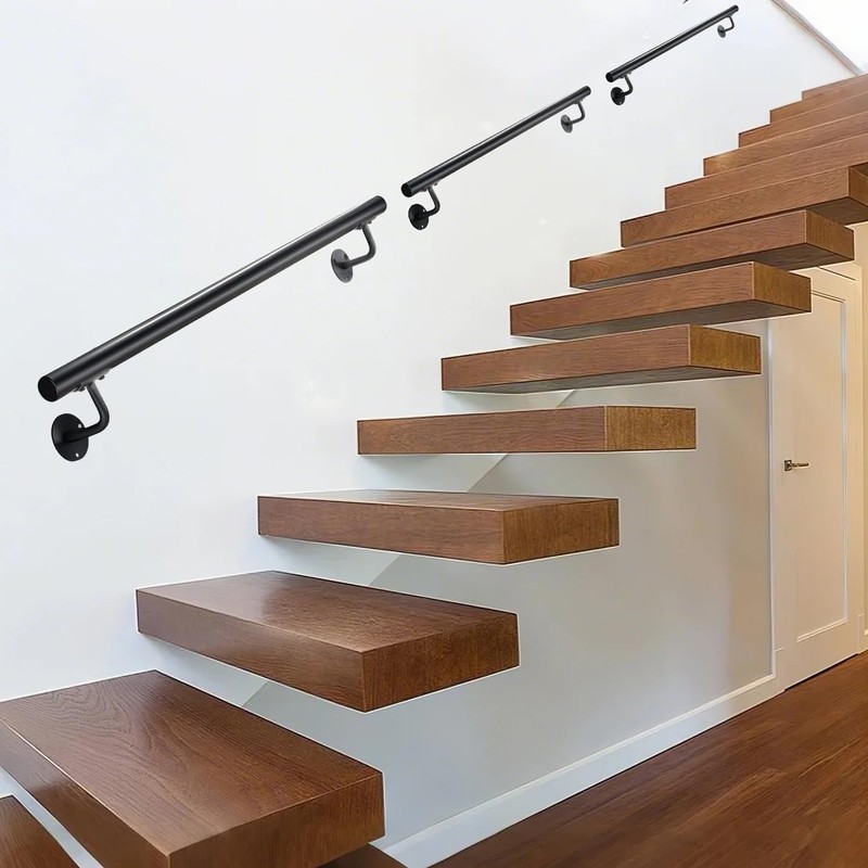 Purife 48 Inch Black Square Pipe Staircase Handrails - 4