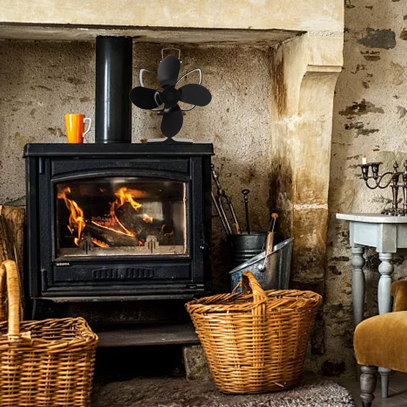 4 Blades Heat Powered Fireplace Fan Self Starting Temperature Resistant