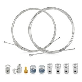PUCIO 2 pieces 2 m universal repair kit throttle cable clutch cable bicycle scooter moped with 9 x nipple motorcycle universal cable pulley for moped, bicycle, scooter