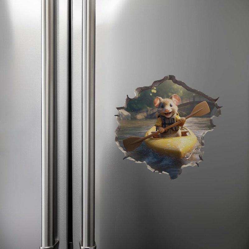Kayaking Mouse in Mouse Hole Decal - Mouse Hole 3D