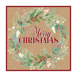 Eurowrap Assorted Christmas Cards Brown Kraft Eco Cards, 2 Designs Merry Christmas and Christmas Wishes - Pack of 12