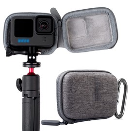 Taisioner Mini Case for GoPro HERO 12/11/10/9/8/7/6/5, Anti-Vibration, Dustproof, Protective Case, No Need to Remove Selka Sticks, Gray, Storage Case for GoPro HERO9 10 11 Black