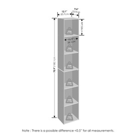 Furinno Cubicle 6-Tier Closet Organizers and Storage, Closet Organizer, Open Shelf Closet Storage, for Wardrobe, Bedroom, Living Room, White