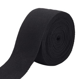 BENECREAT 9.84 Yards Black Herringbone Cotton Ribbon, 2Inch Wide Soft Natural Webbing Tape Roll for DIY Craft Sewing, Handle Cloth Bag, Handbag Tote