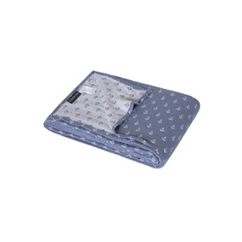 Sterling Creek Nautical Anchor Muslin Cotton Blanket Three Layers Lightweight Breathable Gauzy Blanket for Adults, All Season (Queen, Slate Blue)