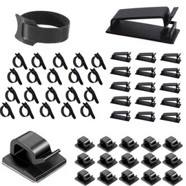 Lumbor37 Clips Organizador de Cables Autoadhesivo, 50 Piezas Clips Adhesivos para Cables, Soporte...