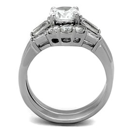 YourJewelleryBox Round& Baguettes Wedding & Engagement Set Cz Rings Cubic Zirconia Size M X1W001Pb