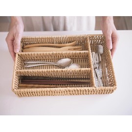 Daikai Talk Kitchen PE Cutlery Box, Beige, W 12.2 x D 8.9 x H 2.4 inches (31 x 20 x 6 mm), 73757
