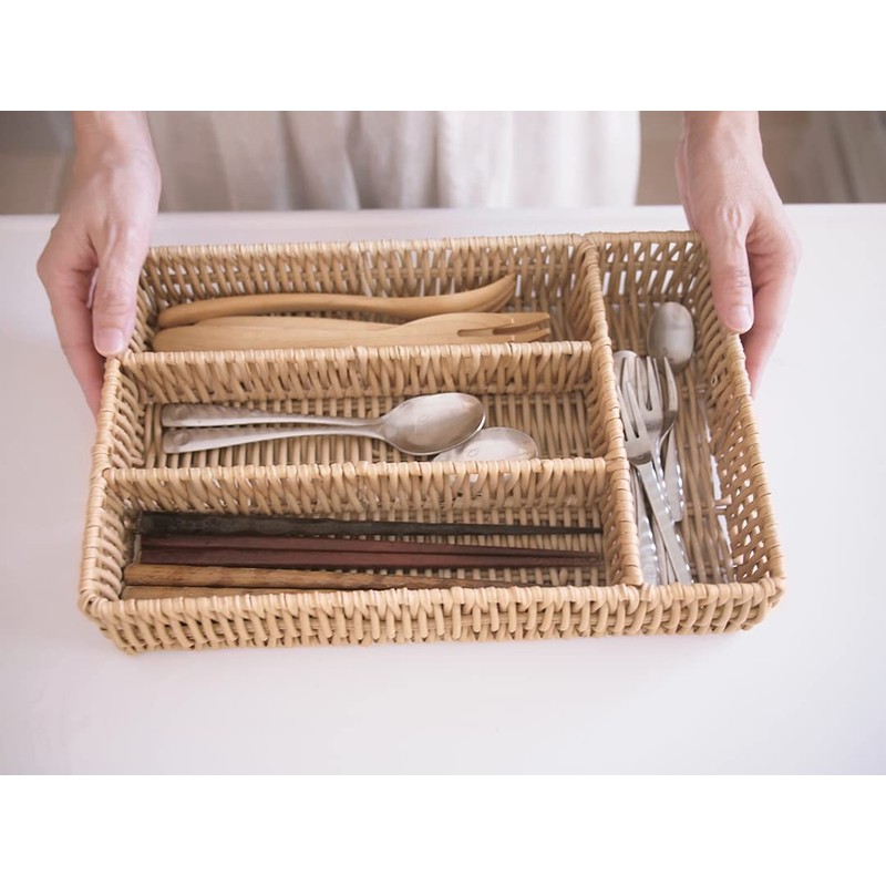 Daikai Talk Kitchen PE Cutlery Box, Beige, W 12.2 x