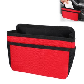 lasuroa Mini Car Trash Can, Foldable Hanging Car Garbage Holder with Hook Design Waterproof Oxford Cloth Garbage Can Organizer for Vehicle Supplies (Red)