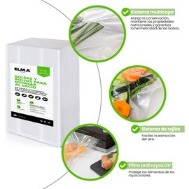 Vacuum Food Bags, Embossed Vacuum Packaging Bags, 100 Pack, 15 x 25 cm