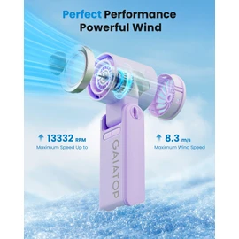 Gaiatop Portable Handheld Mini Fan, 21 Working Hours 6 Speeds, Rechargeable Battery Operated, 180° Foldable with LED Display, Small Desk Personal Fan for Women Gifts Travel, Working- Purple