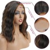 Mychanson Short Brown Wig Synthetic Shoulder Length Ombre Brown Bob