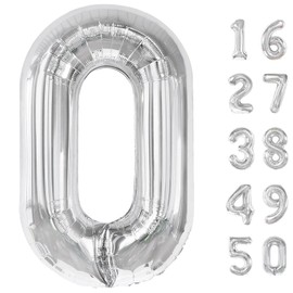40 Inch Silver balloon 0 Foil Mylar Helium Large Digital Balloon 10th 20th 30th 40th 50th Birthday Numbers Jumbo Balloons 10th Anniversary Events Party Decorations Supplies