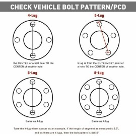 BWA 1 PC 4 LUG TO 5 LUG CONVERSION WHEEL ADAPTER 4X4.5 TO 5x4.75 2" THICK M12x1.5