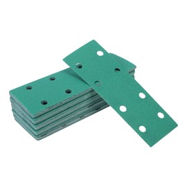 HEROFFIX 50 Pcs Sanding Discs Wet Dry Waterproof Hook & Loop Sandpaper for Woodworking, Automotive Refinishing 7.80"x2.76" 8 Hole 100 Grit Green White Corundum