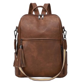 Women's Solid Color Fashionable Waterproof Backpack, Casual Large Capacity Backpack, Multi-functional Convertible Travel Backpack for Daily Use - Color: Brown, Size: one-size