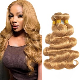 Blonde Human Hair Bundles 27 Body Wave Bundles Honey Blonde Bundles 22 24 26 inch Golden Blonde Body Wave Human Hair Weave for Black Women