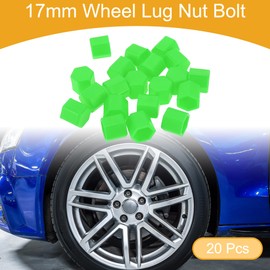 Partuto 20 Pcs Wheel Lug Nut Bolt Rims Tire Nut Screws Dust Cap Cover Nut Protection Silicone Fluorescent Green 2.2x17x20mm