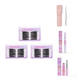 Ninetynine Dreams 50PCs Intense Foxy Cat Eye False Eyelashes 3D Lightweight Wispy Dramatic Comfortable Eyelashes Fluffy Soft Fox Reusable Siren Eyelashes Packs (3 Pack + Accessories (Bond & Seal))