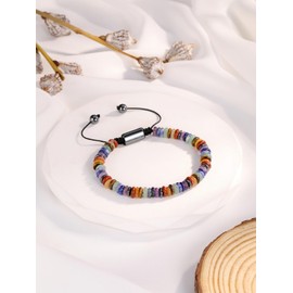 JSDDE 7 Chakra Crystals Bracelet Adjustable Natural Healing Crystal Stone Bracelets for Men and Women