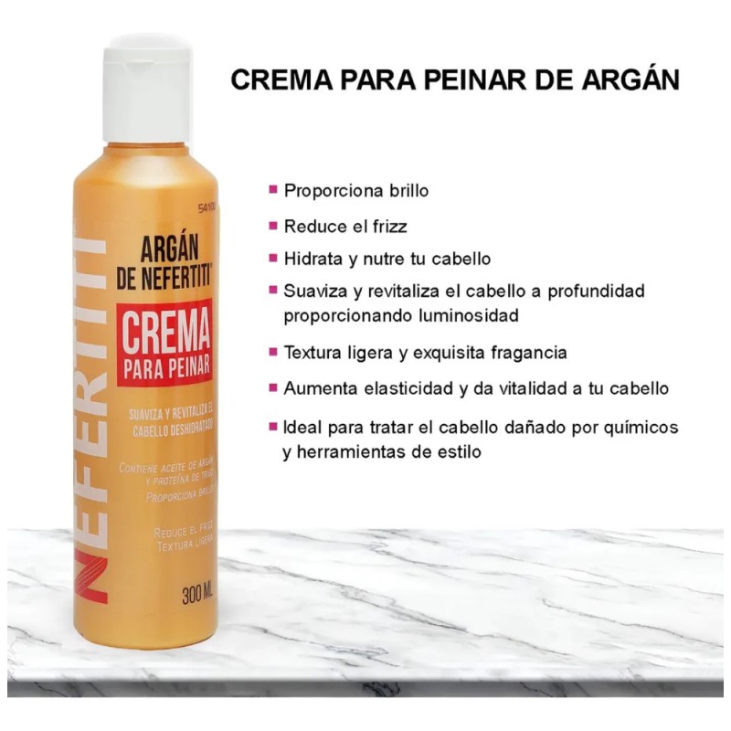 Crema Para Peinar Hidratante Aceite De Argan Nefertiti 300ml