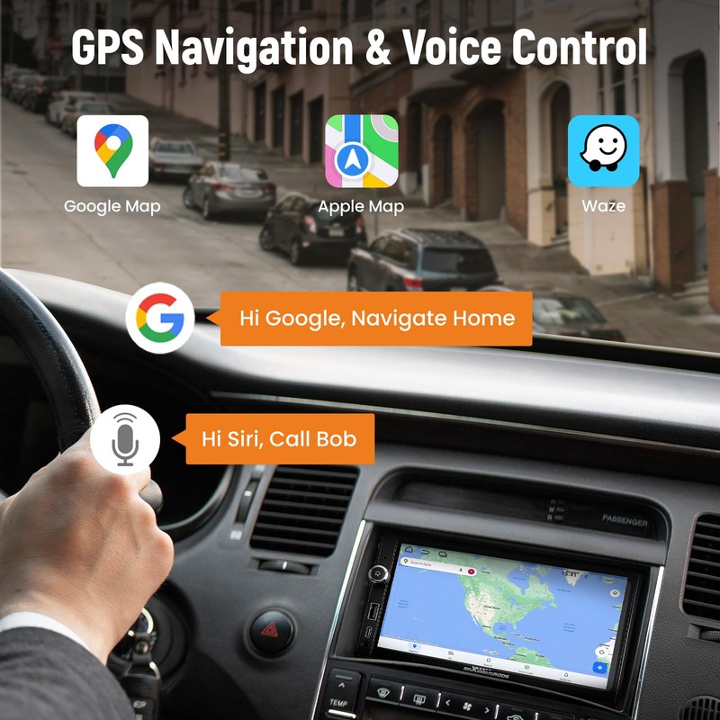 maXpeedingrods 7” Double Din Car Stereo with Apple CarPlay &