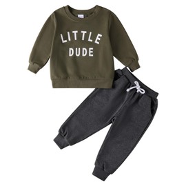 Toddler Baby Boys Outfits Long Sleeve Baby Boys' Clothing Sets Pockets Contrast Color Sweatshirt and Pants Fall Winter Clothes Set 12-18 18-24 Months 2T 3T 4T 5T