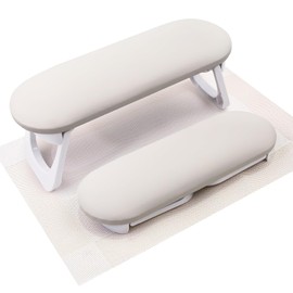 Reposabrazos Subay para uñas, reposabrazos plegable de PU para manos de acrílico, cojín para manos, soporte para manos de uñas, accesorio para arte de uñas, herramienta para técnicos de uñas, manicura y pedicura, uso en salón y hogar - Gris Claro