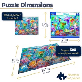 White Mountain 500 Piece Jigsaw Puzzle Beautiful Ocean Animal Puzzles with Large Pieces Gift for Adults 18"x24" - Jellyfish