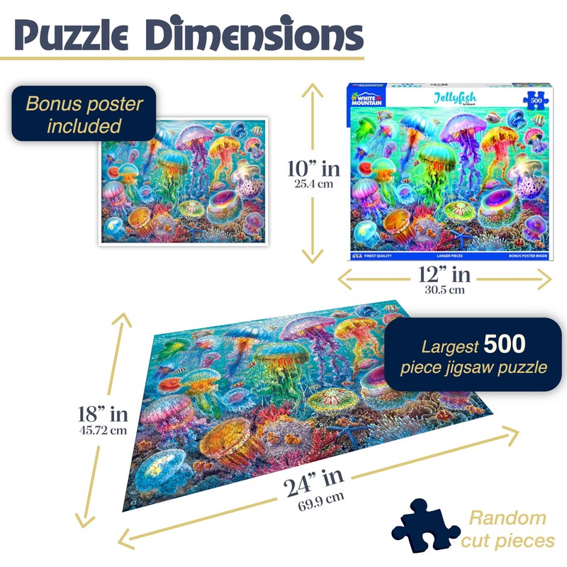 White Mountain 500 Piece Jigsaw Puzzle Beautiful Ocean Animal Puzzles