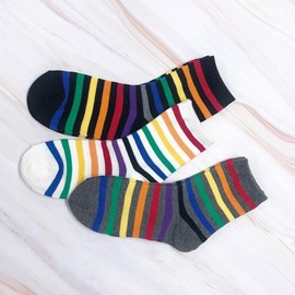 Korean-Made Rainbow Mid-Calf Cotton Socks for Women (Daily Wear, Choose 1 of 3 Designs) 121-2 Charcoal 1 Pair 5ea