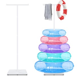 DoubleFill Pool Float Storage Rack Pool Float Holder Pool Equipment Holder Weighted Marble Base Suitable for Swimming Pool Beach Towels Swimming Rings Outdoor Storage, 59.06 inches Tall
