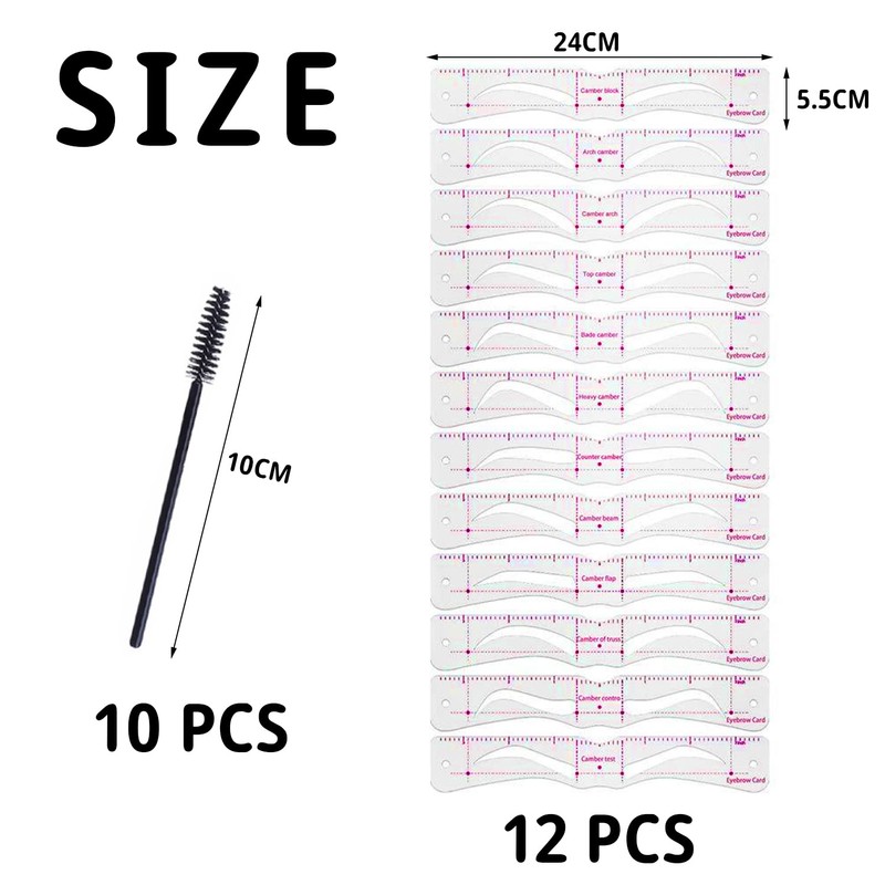 Pack of 12 Eyebrow Shaped Cards, with 10 Black Eyebrow
