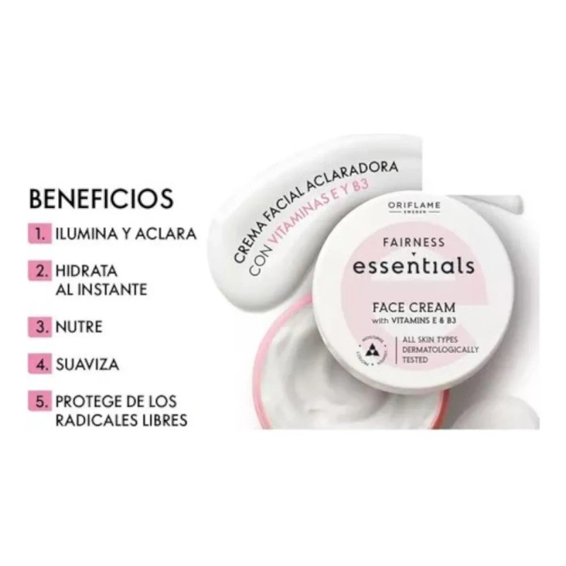 Crema Facial Aclaradora Oriflame Vitaminas E y B3 Glow Essentials