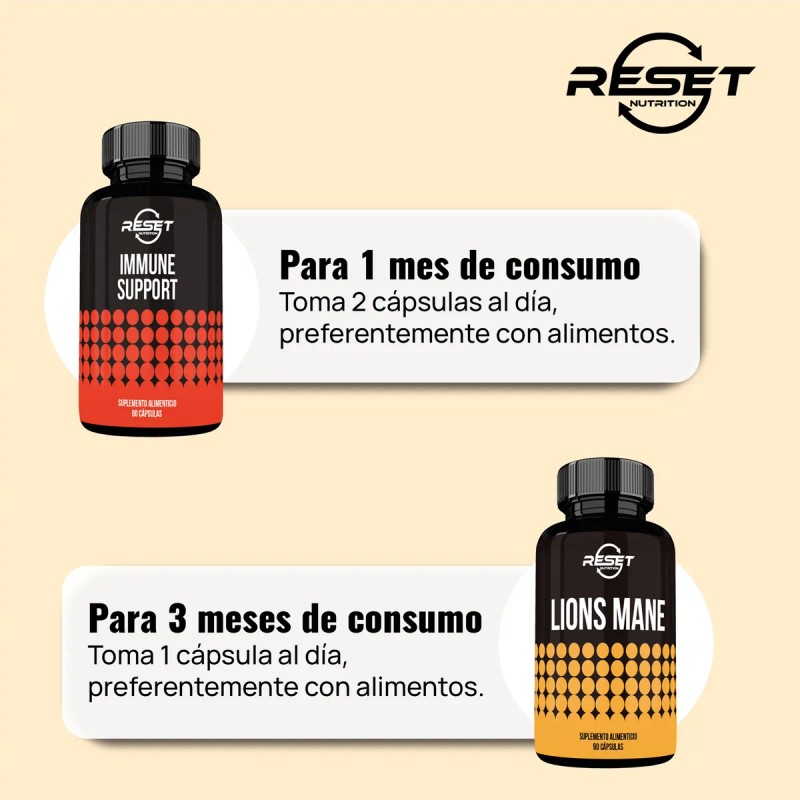 Reset Nutrition Kit Lions Mane Energa Mental E Inmunidad Sin