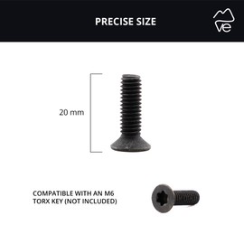 VanEssential Venture L-Track Machine Screws 304 Stainless Steel Torx Drive M6-1.0 x 20mm Black - 20pcs