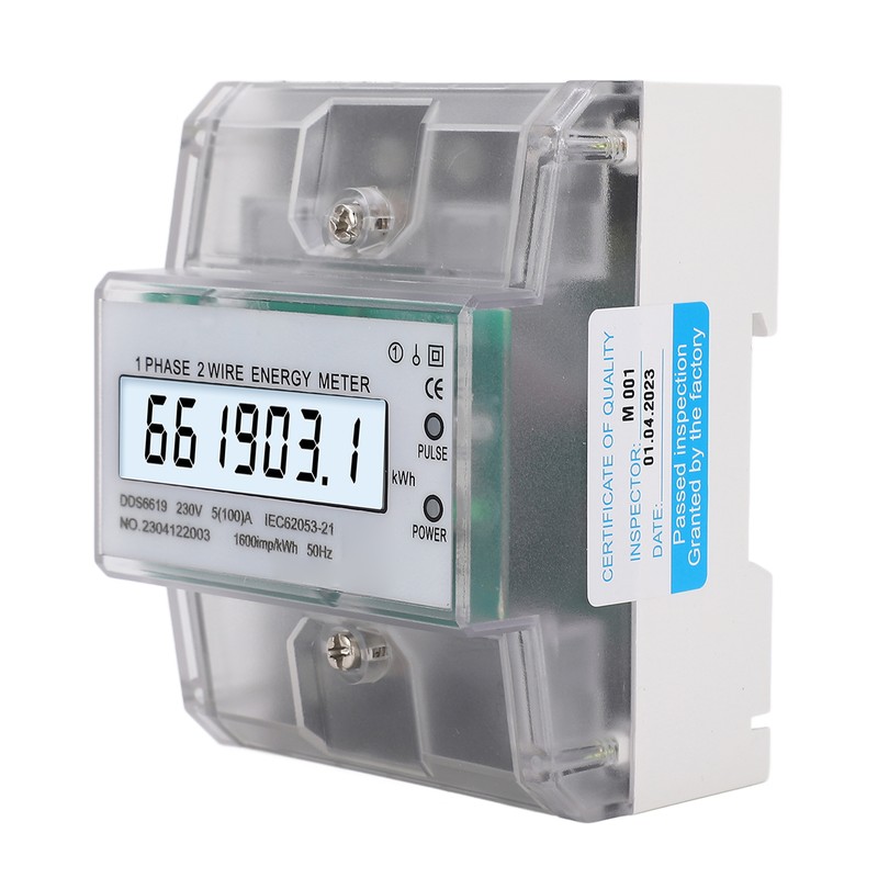 Digital Energy Meter 1 Phase 2 Wire KWh Electricity Wattmeter