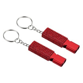 PATIKIL Emergency Whistle with Keychain, 2Pcs Bling Safety Survival Whistles Rescue Signaling Loud for Outdoor Camping Hiking Boating Hunting Fishing, Red