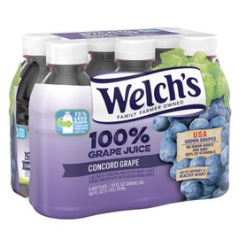 Welch's 100% Juice, Concord Grape, No Sugar added, 10 Ounce On the Go Bottles (Pack of 24)