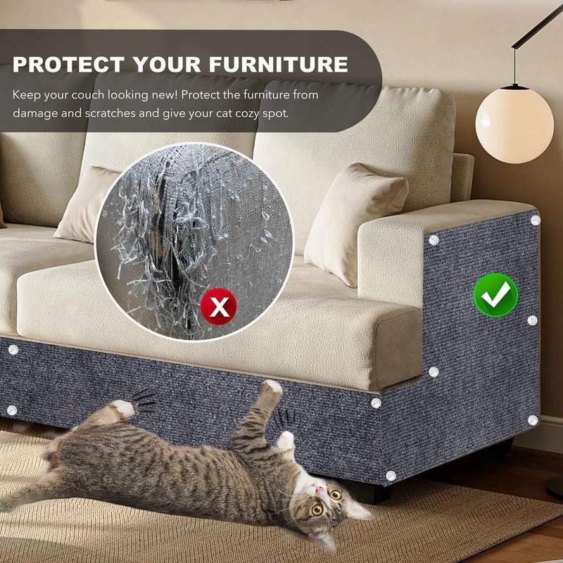 78.7"X15.8" Self-Adhesive Cat Scratching Mat - Durable Couch Protector from