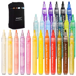 SAYEEC Acrylic Paint Pens Set 24 ColorsMedium Point Paint Markers Art Markers for Rock Painting Wood Canvas Stone Ceramic Glass gifts for painters Photo Album
