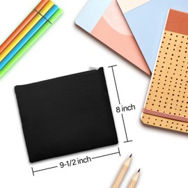 Aspire Pack of 6 Cotton Canvas Makeup Bags Navy, 9.5 x 8 Inch Zip Bag, Christmas Gift Bag